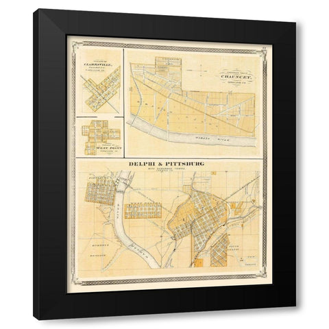 Delphi Indiana - Baskin 1876 Black Modern Wood Framed Art Print with Double Matting by Baskin