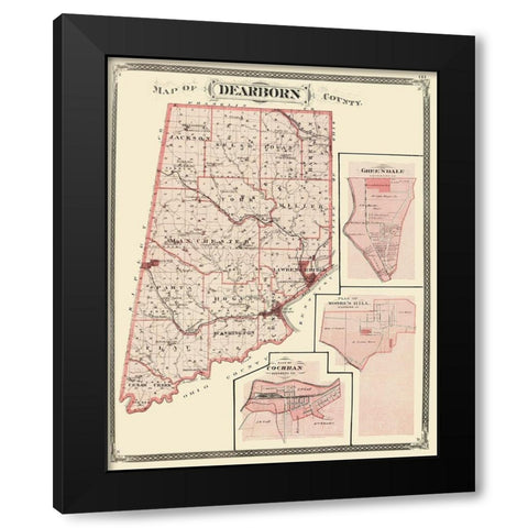 Dearborn Indiana - Baskin 1876 Black Modern Wood Framed Art Print by Baskin