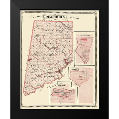 Dearborn Indiana - Baskin 1876 Black Modern Wood Framed Art Print by Baskin