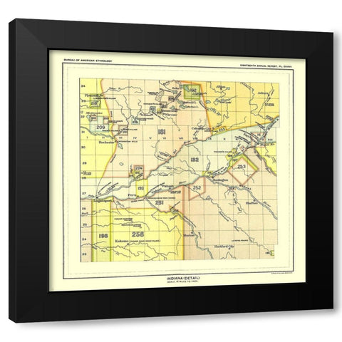 Indiana - Detail - Hoen 1896 Black Modern Wood Framed Art Print with Double Matting by Hoen