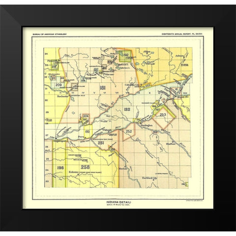 Indiana - Detail - Hoen 1896 Black Modern Wood Framed Art Print by Hoen
