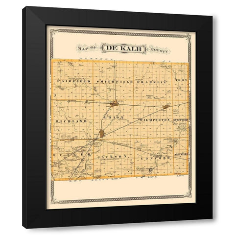 De Kalb Indiana Landowner - Baskin 1876 Black Modern Wood Framed Art Print by Baskin