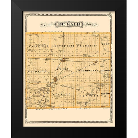 De Kalb Indiana Landowner - Baskin 1876 Black Modern Wood Framed Art Print by Baskin