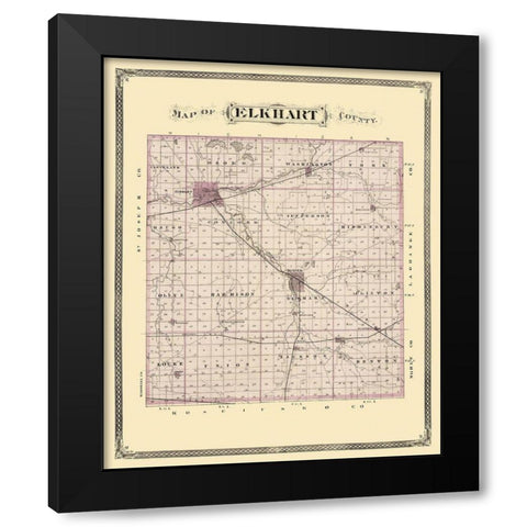 Elkhart Indiana Landowner - Andreas 1876 Black Modern Wood Framed Art Print by Andreas