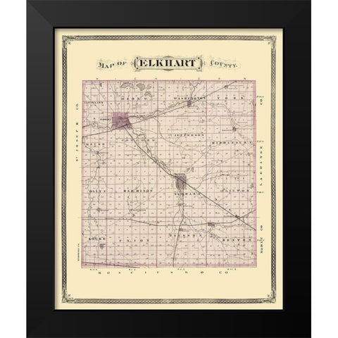 Elkhart Indiana Landowner - Andreas 1876 Black Modern Wood Framed Art Print by Andreas
