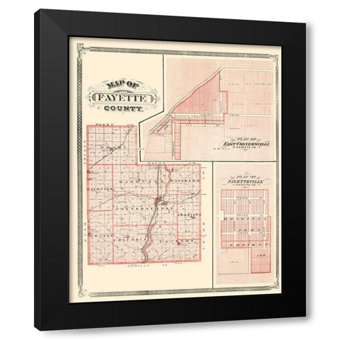 Fayette Indiana - Baskin 1876 Black Modern Wood Framed Art Print by Baskin