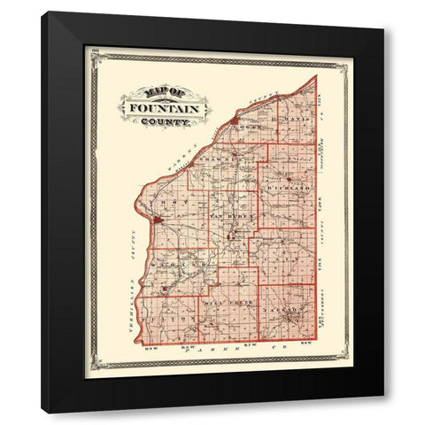 Fountain Indiana - Baskin 1876 Black Modern Wood Framed Art Print by Baskin