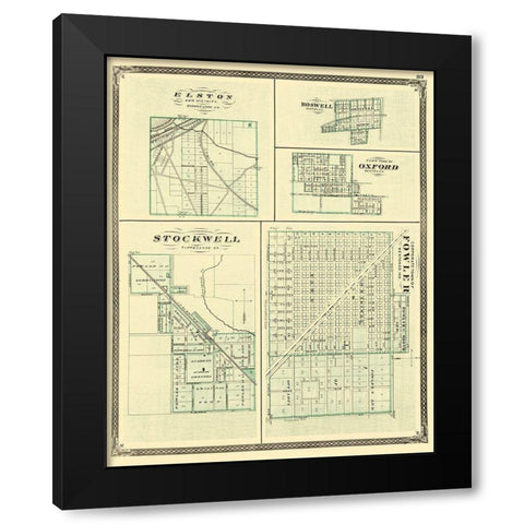 Fowler Indiana - Baskin 1876 Black Modern Wood Framed Art Print with Double Matting by Baskin