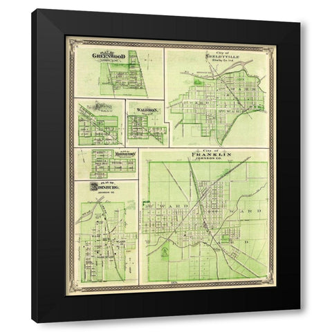 Franklin, Shelbyville, Greenwood Indiana Black Modern Wood Framed Art Print with Double Matting by Baskin