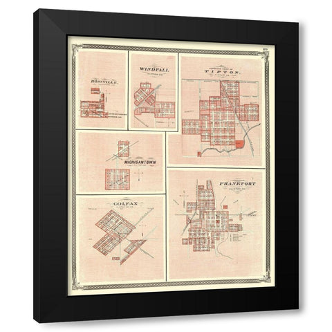 Frankfort, Colfax, Michigantown, Tipton Indiana Black Modern Wood Framed Art Print by Baskin