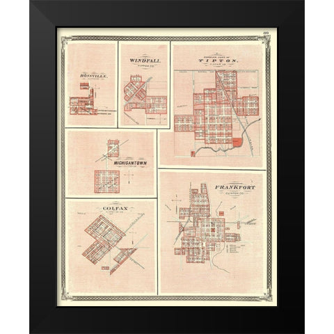 Frankfort, Colfax, Michigantown, Tipton Indiana Black Modern Wood Framed Art Print by Baskin