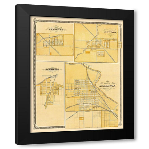 Frankton, Elwood, Pendleton, Anderson Indiana Black Modern Wood Framed Art Print by Baskin