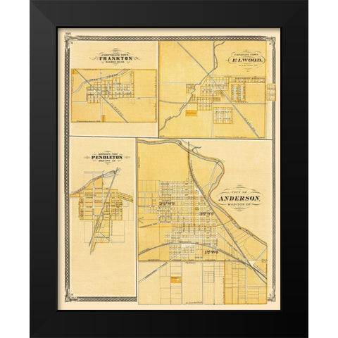 Frankton, Elwood, Pendleton, Anderson Indiana Black Modern Wood Framed Art Print by Baskin