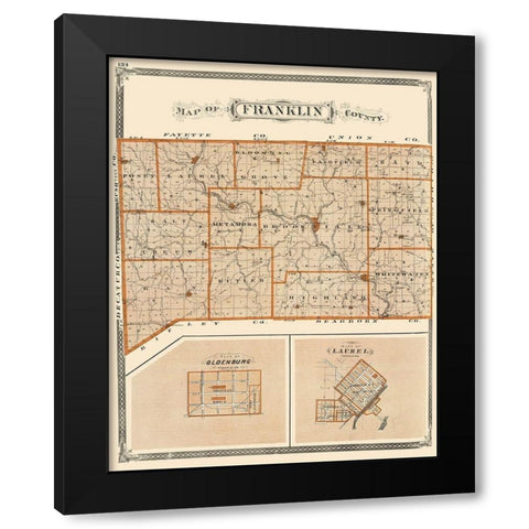Franklin Indiana - Baskin 1876 Black Modern Wood Framed Art Print by Baskin