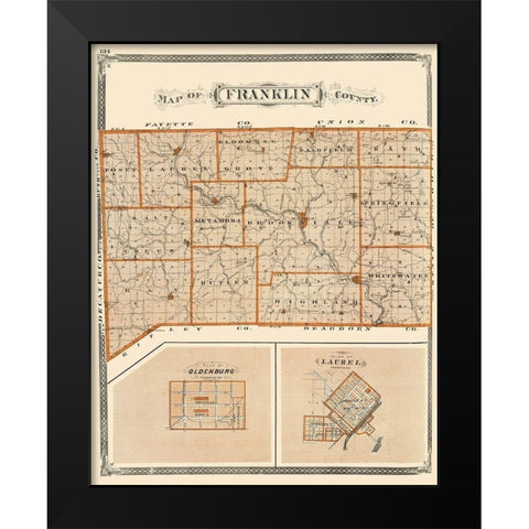 Franklin Indiana - Baskin 1876 Black Modern Wood Framed Art Print by Baskin