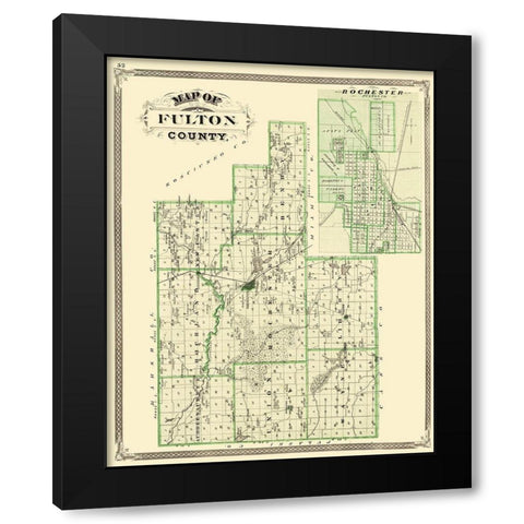 Fulton Indiana Landowner - Baskin 1876 Black Modern Wood Framed Art Print by Baskin