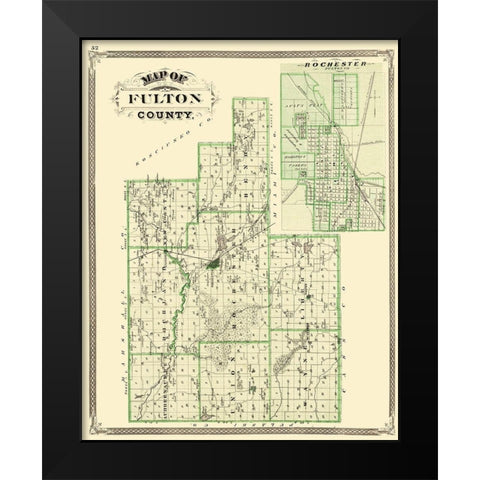 Fulton Indiana Landowner - Baskin 1876 Black Modern Wood Framed Art Print by Baskin