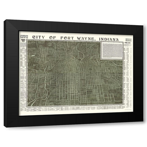 Fort Wayne Indiana - Hixson 1907 Black Modern Wood Framed Art Print with Double Matting by Hixson