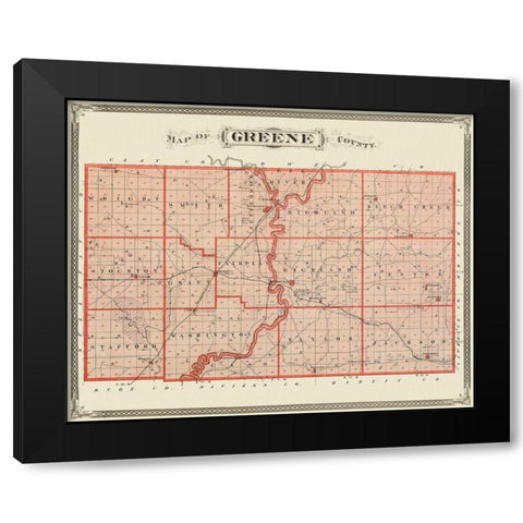 Greene Indiana Landowner - Andreas 1876 Black Modern Wood Framed Art Print with Double Matting by Andreas