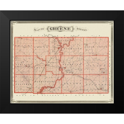 Greene Indiana Landowner - Andreas 1876 Black Modern Wood Framed Art Print by Andreas