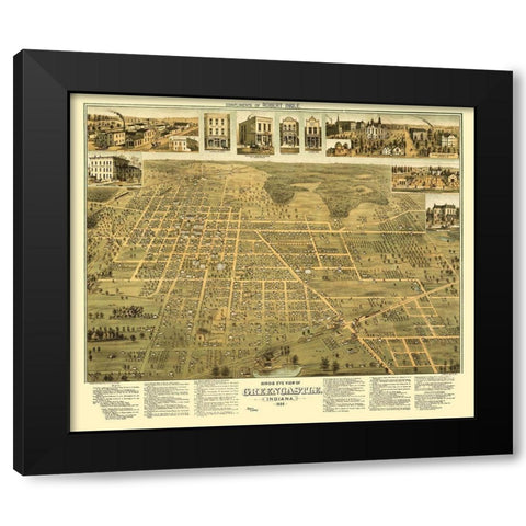 Greencastle Indiana - Shober 1886 Black Modern Wood Framed Art Print with Double Matting by Shober