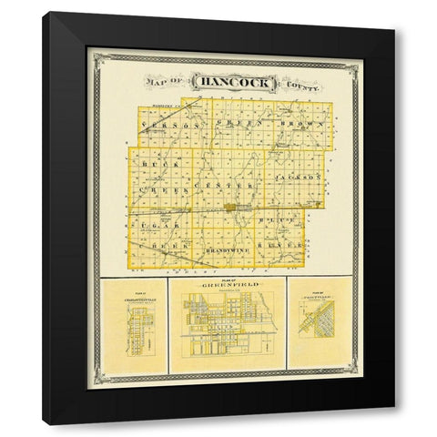 Hancock Indiana Landowner - Andreas 1876 Black Modern Wood Framed Art Print with Double Matting by Andreas