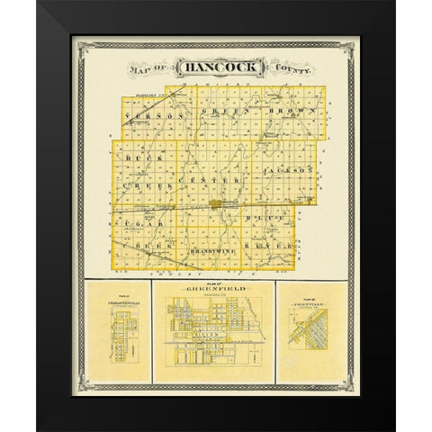 Hancock Indiana Landowner - Andreas 1876 Black Modern Wood Framed Art Print by Andreas