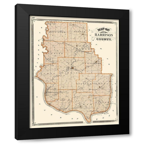 Harrison Indiana - Baskin 1876 Black Modern Wood Framed Art Print by Baskin