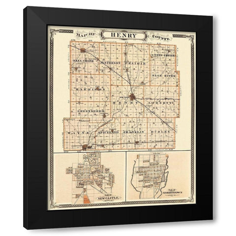 Henry Indiana Landowner - Andreas 1876 Black Modern Wood Framed Art Print with Double Matting by Andreas