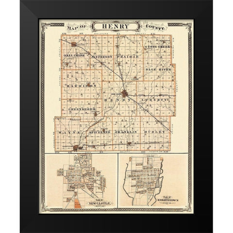 Henry Indiana Landowner - Andreas 1876 Black Modern Wood Framed Art Print by Andreas