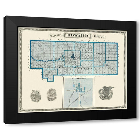 Howard Indiana Landowner - Andreas 1876 Black Modern Wood Framed Art Print with Double Matting by Andreas