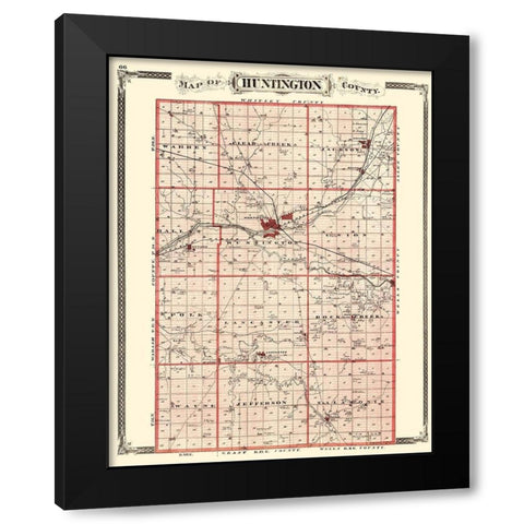 Huntington Indiana - Baskin 1876 Black Modern Wood Framed Art Print with Double Matting by Baskin