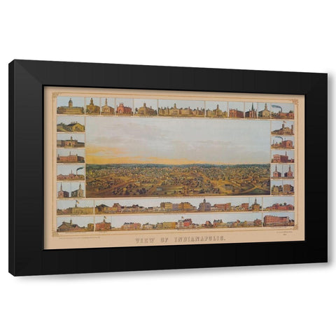 Indianapolis Indiana - Palmatary 1854 Black Modern Wood Framed Art Print with Double Matting by Palmatary