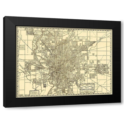 Indianapolis Indiana - Dessecker 1899 Black Modern Wood Framed Art Print with Double Matting by Dessecker
