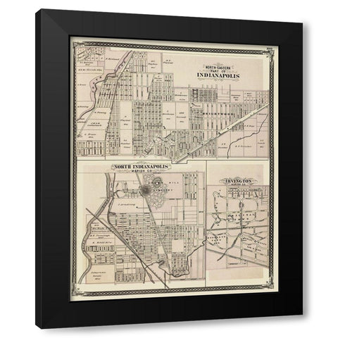 Indianapolis Indiana Landowner - Baskin 1876 Black Modern Wood Framed Art Print with Double Matting by Baskin