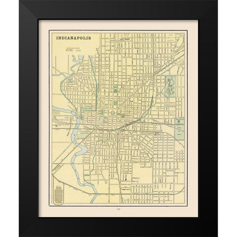 Indianapolis  Indiana - Cram 1892 Black Modern Wood Framed Art Print by Cram