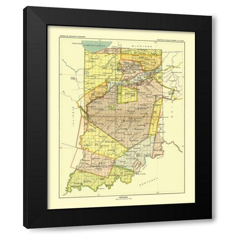 Indiana - Hoen 1896 Black Modern Wood Framed Art Print with Double Matting by Hoen
