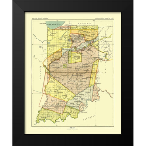 Indiana - Hoen 1896 Black Modern Wood Framed Art Print by Hoen