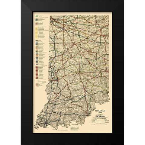 Indiana Railroads - Burford 1896  Black Modern Wood Framed Art Print by Burford