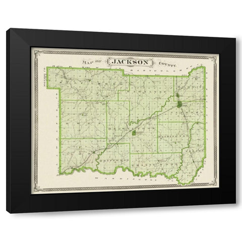 Jackson Indiana Landowner - Andreas 1876 Black Modern Wood Framed Art Print with Double Matting by Andreas