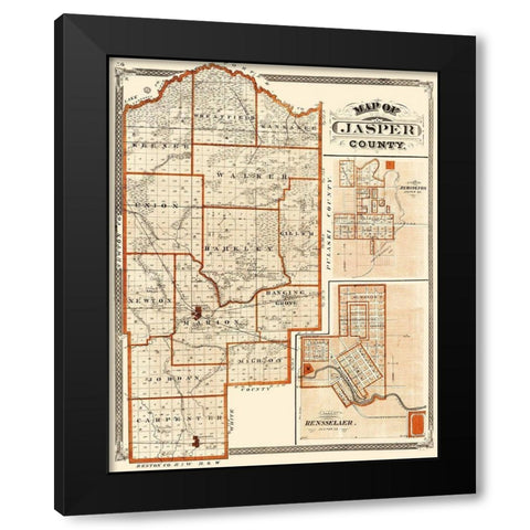 Jasper Indiana - Baskin 1876 Black Modern Wood Framed Art Print with Double Matting by Baskin