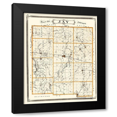 Jay Indiana Landowner - Baskin 1876 Black Modern Wood Framed Art Print by Baskin