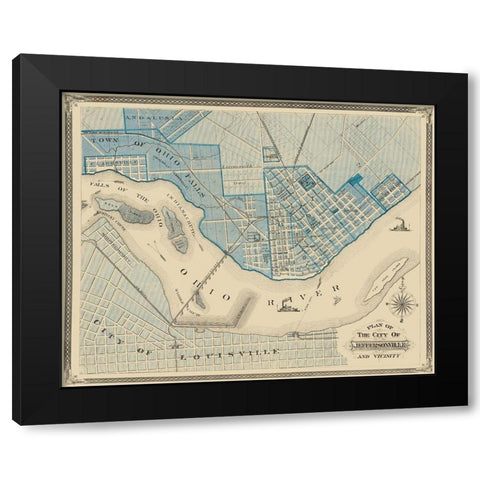 Jeffersonville Indiana - Baskin 1876 Black Modern Wood Framed Art Print with Double Matting by Baskin