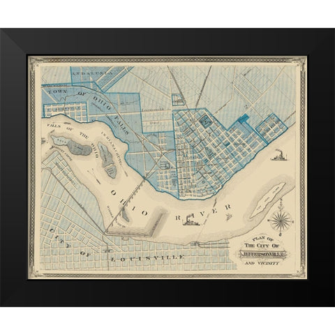 Jeffersonville Indiana - Baskin 1876 Black Modern Wood Framed Art Print by Baskin