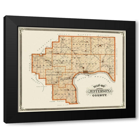 Jefferson Indiana Landowner - Andreas 1876 Black Modern Wood Framed Art Print by Andreas