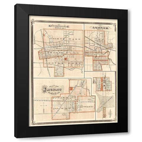 Kendallville, Ligonier, Waterloo, Garrett Indiana Black Modern Wood Framed Art Print by Baskin