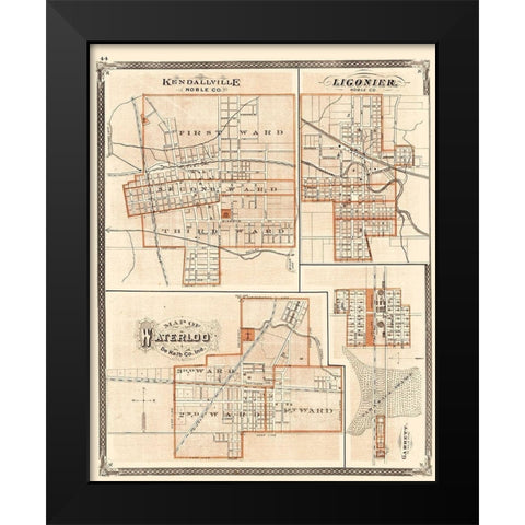 Kendallville, Ligonier, Waterloo, Garrett Indiana Black Modern Wood Framed Art Print by Baskin