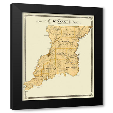 Knox Indiana Landowner - Andreas 1876 Black Modern Wood Framed Art Print by Andreas