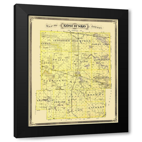 Kosciusko Indiana Landowner - Andreas 1876 Black Modern Wood Framed Art Print by Andreas