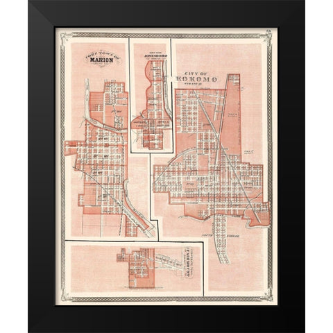 Kokomo Indiana - Baskin 1876 Black Modern Wood Framed Art Print by Baskin